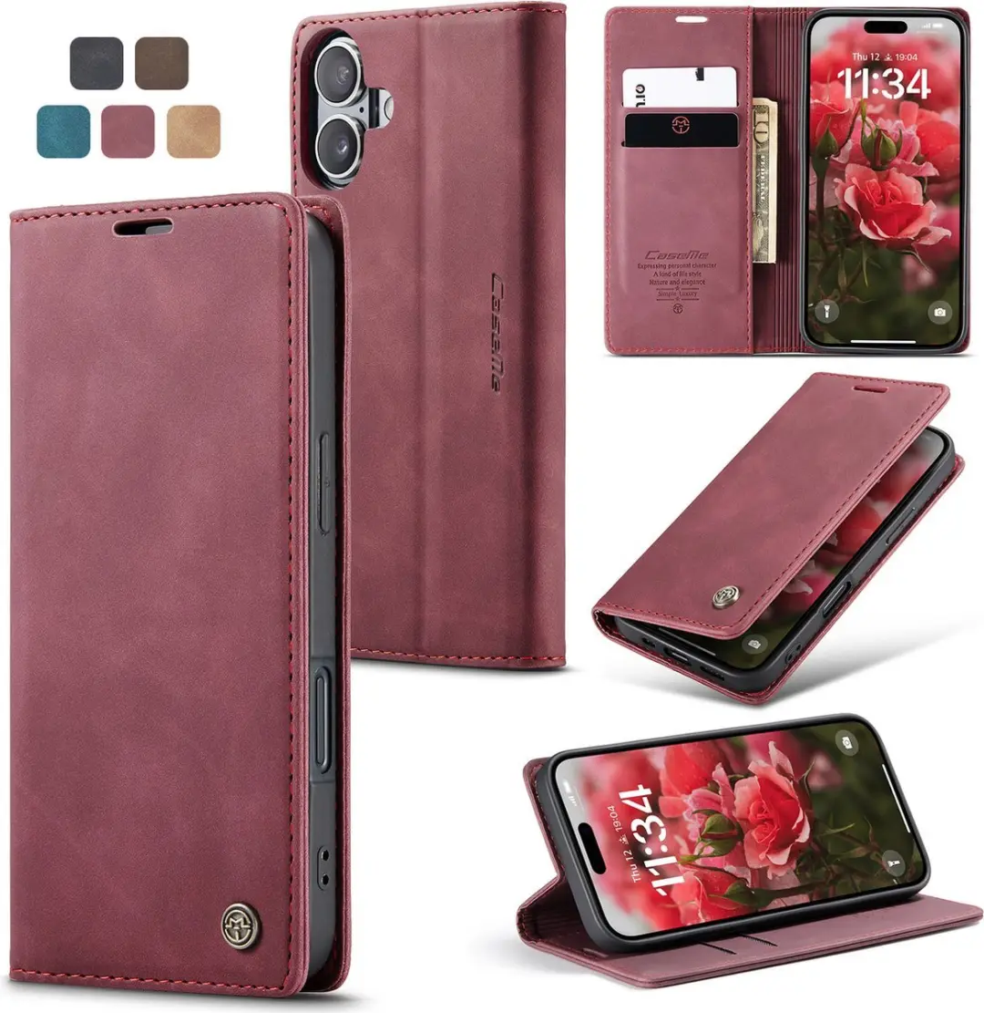 Caseme Telefoonhoesje iPhone 17 Wallet Book - Rood