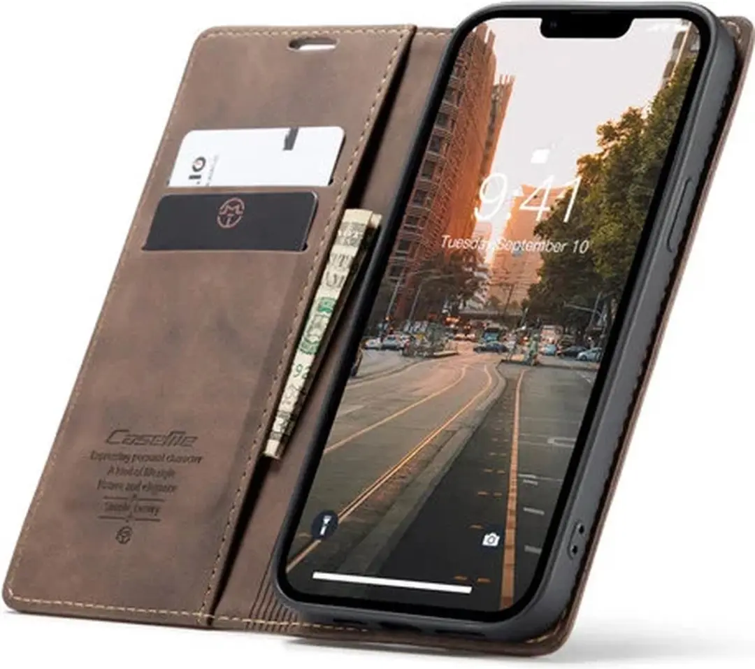 CaseMe iPhone 15 Pro Wallet Book Case - Donker Bruin