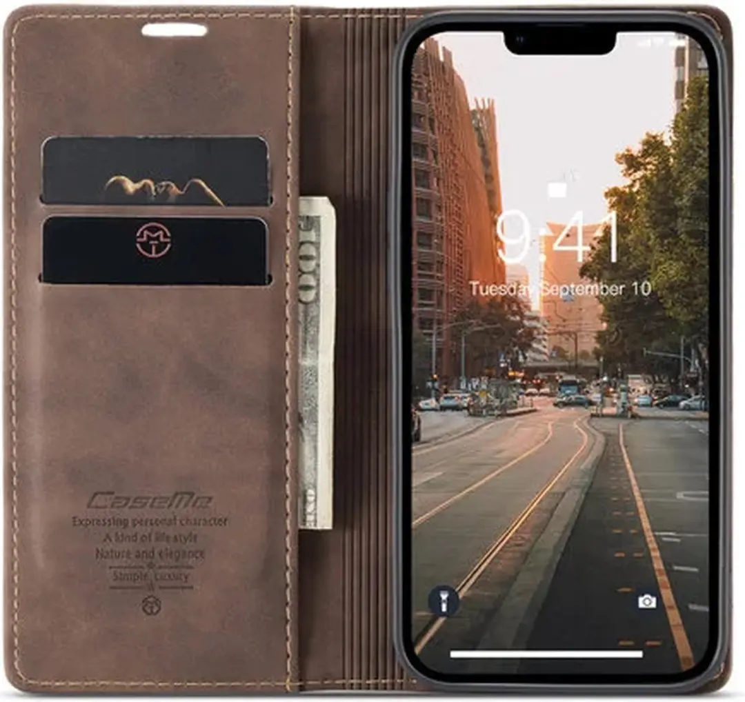 CaseMe iPhone 15 Pro Wallet Book Case - Donker Bruin