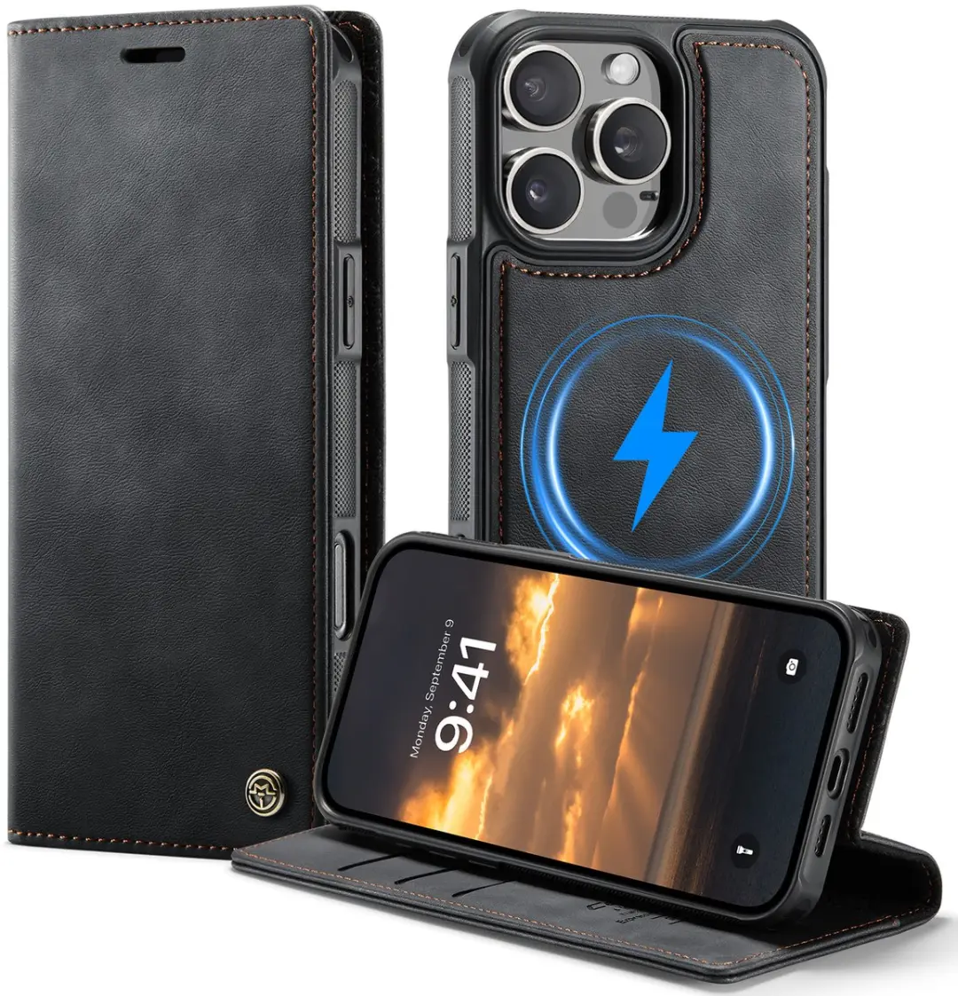 Caseme Telefoonhoesje iPhone 16 Pro Bookcase - 3 Pasjes - Zwart