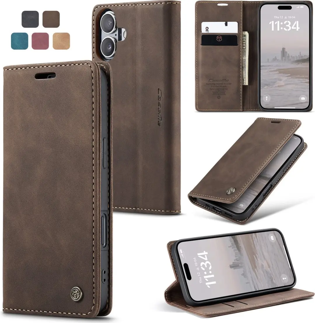 Caseme Telefoonhoesje iPhone 17 Wallet Book - Donker Bruin