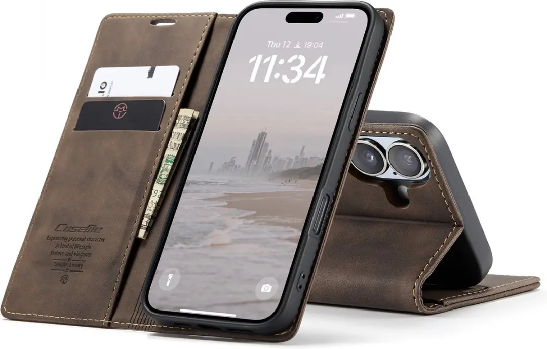 Caseme Telefoonhoesje iPhone 17 Wallet Book - Donker Bruin