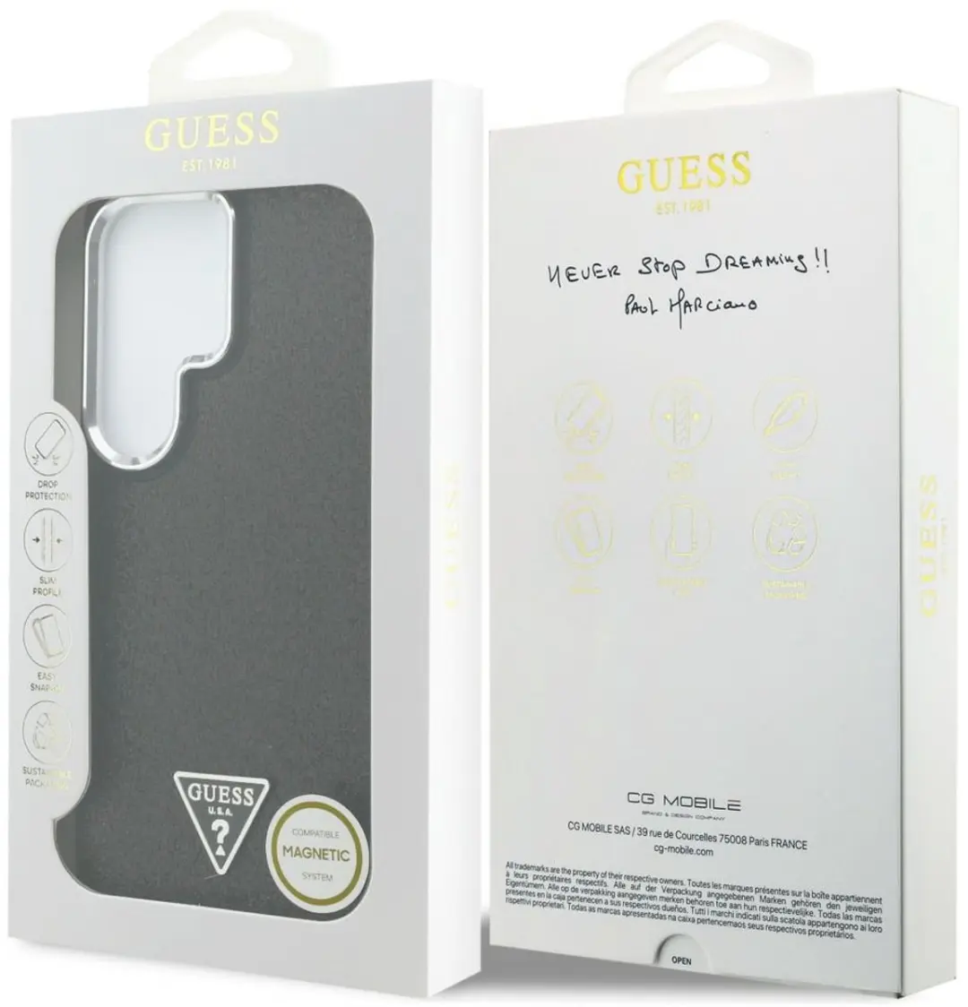 Guess Vaste Glitter MagSafe Hoesje Samsung Galaxy S26 Ultra - Zwart