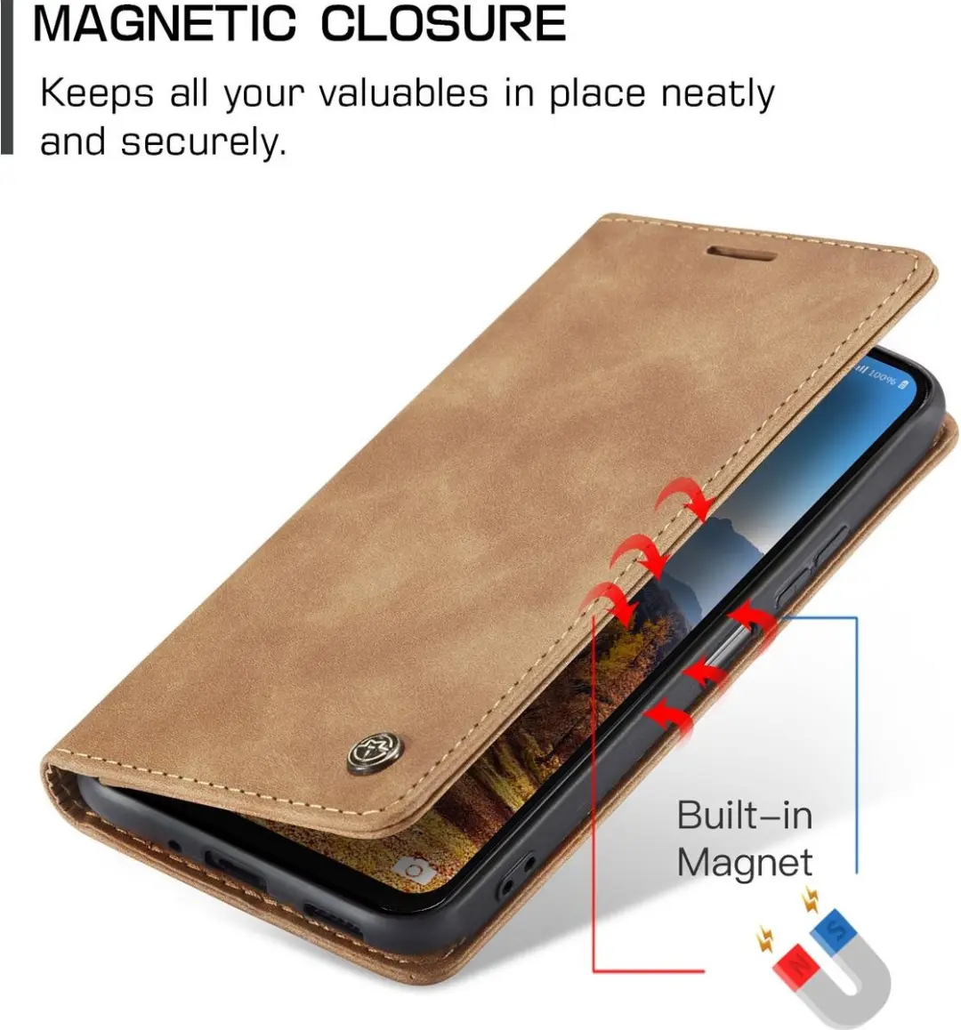 Caseme 013 Bookcase Portemonneehoesje Samsung Galaxy A16 - Bruin - afbeelding 6 van 6