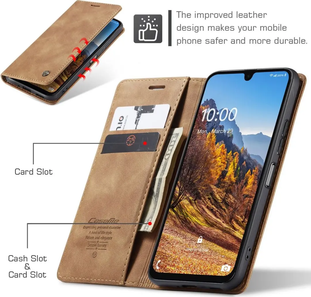 Caseme 013 Bookcase Portemonneehoesje Samsung Galaxy A16 - Bruin