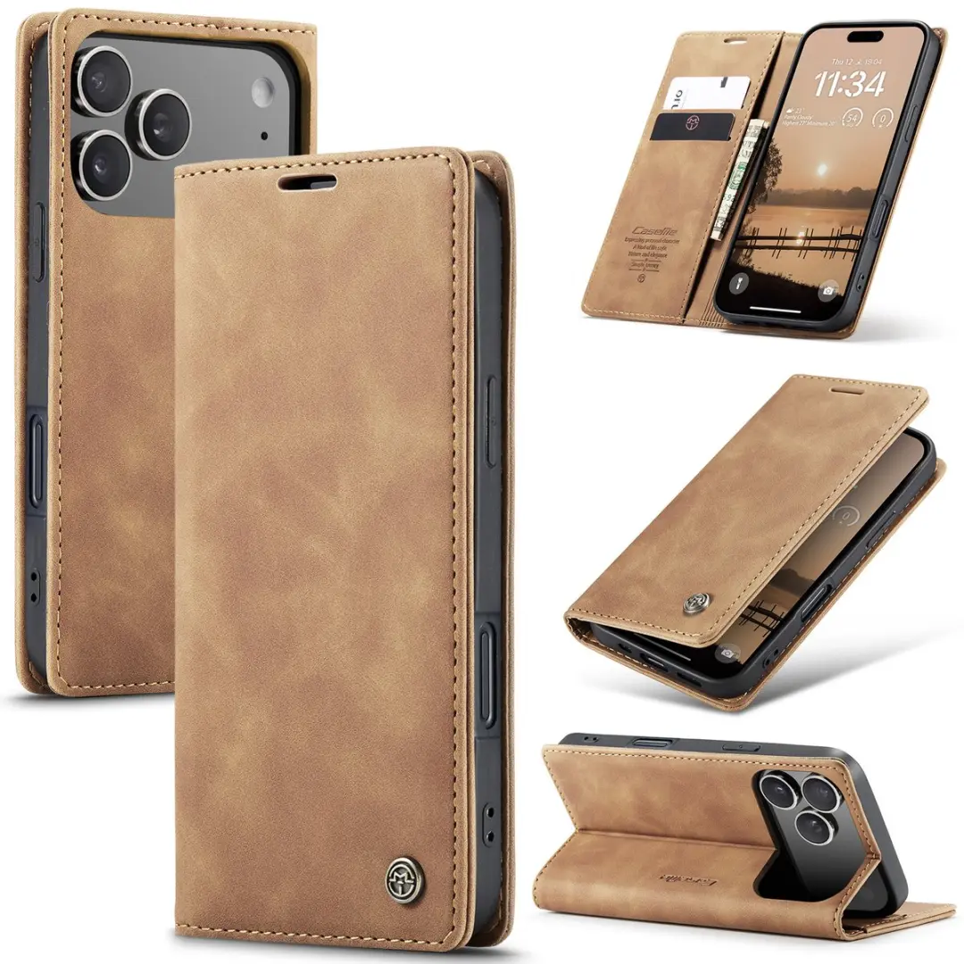 Caseme Telefoonhoesje iPhone 17 Pro Max Wallet - Licht Bruin