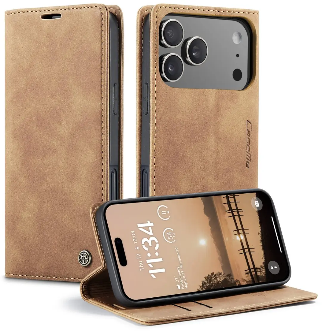 Caseme Telefoonhoesje iPhone 17 Pro Max Wallet - Licht Bruin