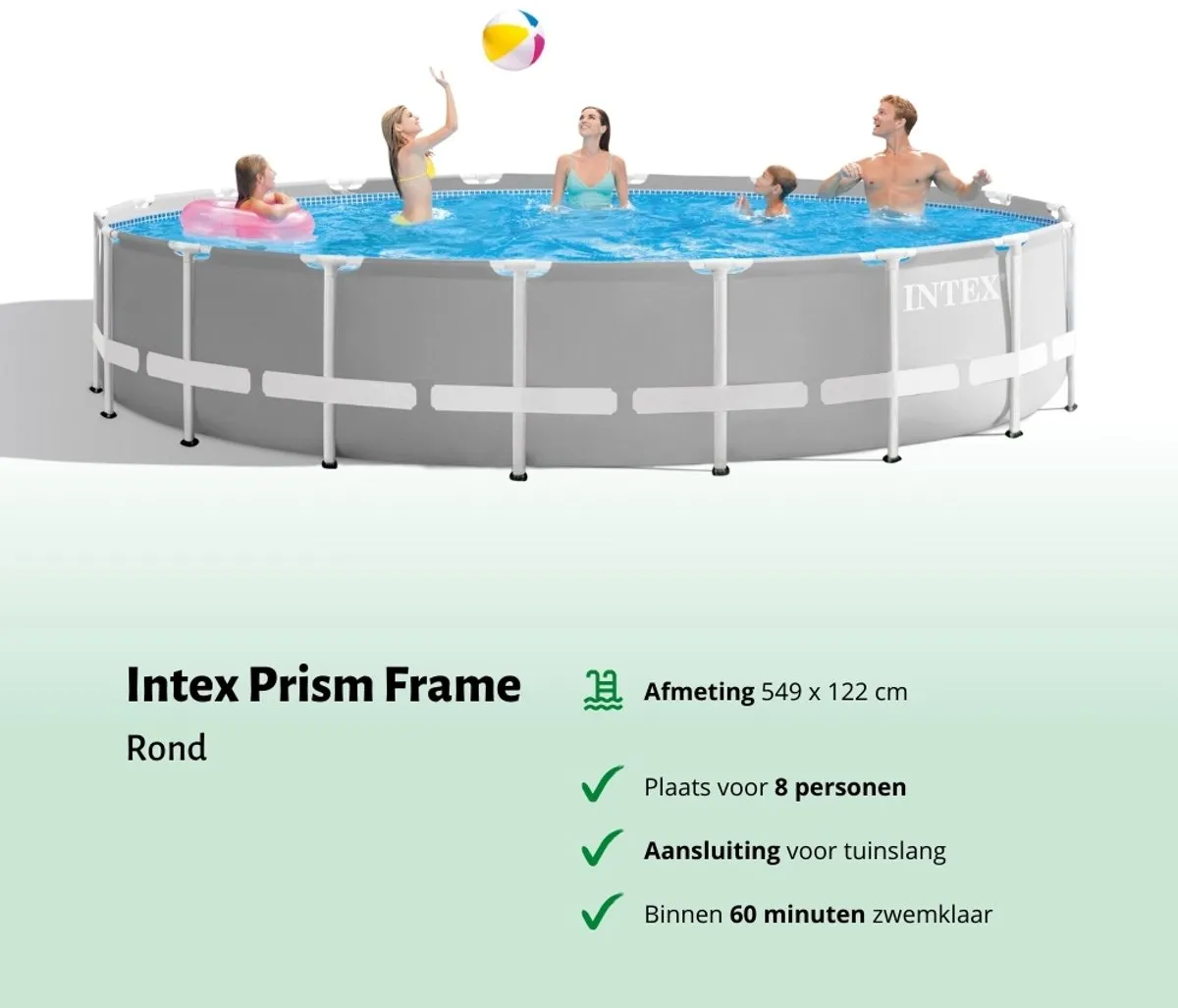 Intex Prism Frame 26732GN Opzetzwembad - Ø549cm x 122cm - Lichtgrijs