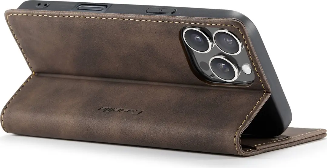 CaseMe iPhone 16 Pro Wallet Bookhoesje - Donker bruin