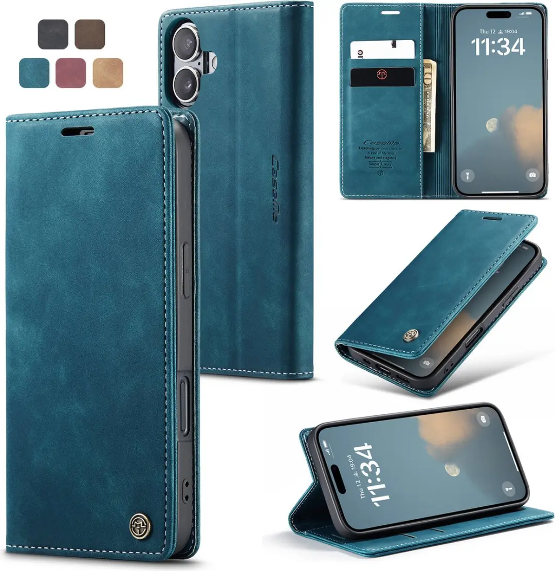 CaseMe iPhone 16 Plus Wallet Bookhoesje - Blauw