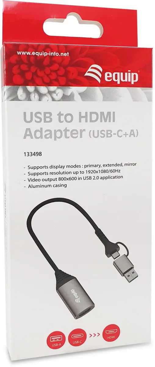 Equip 133498 USB Grafische Adapter 1920x1080 - Grijs
