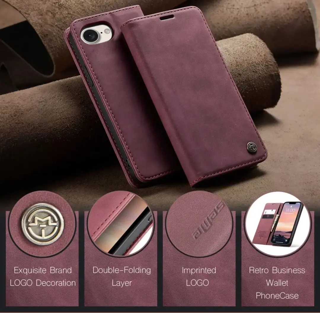 Caseme 013 Hoesje iPhone 16e - Portemonnee Rood