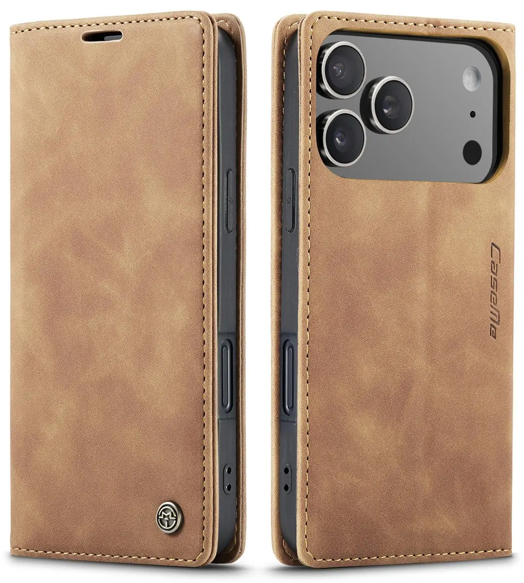 Caseme Telefoonhoesje iPhone 17 Pro Wallet Book - Licht Bruin