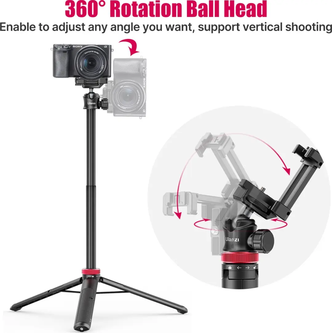 Ulanzi MT-44 Selfiestick Statief - 146cm - 1,5kg - Zwart/Rood