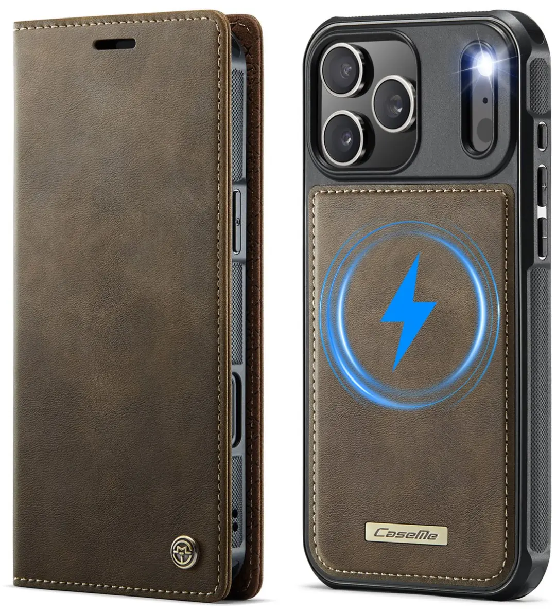 Caseme Telefoonhoesje iPhone 17 Pro - 3 Pasjes - Bruin