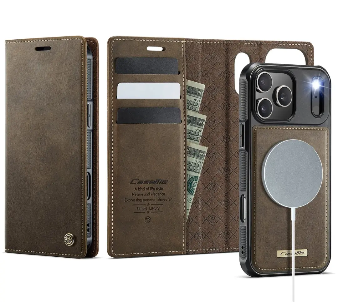 Caseme Telefoonhoesje iPhone 17 Pro - 3 Pasjes - Bruin