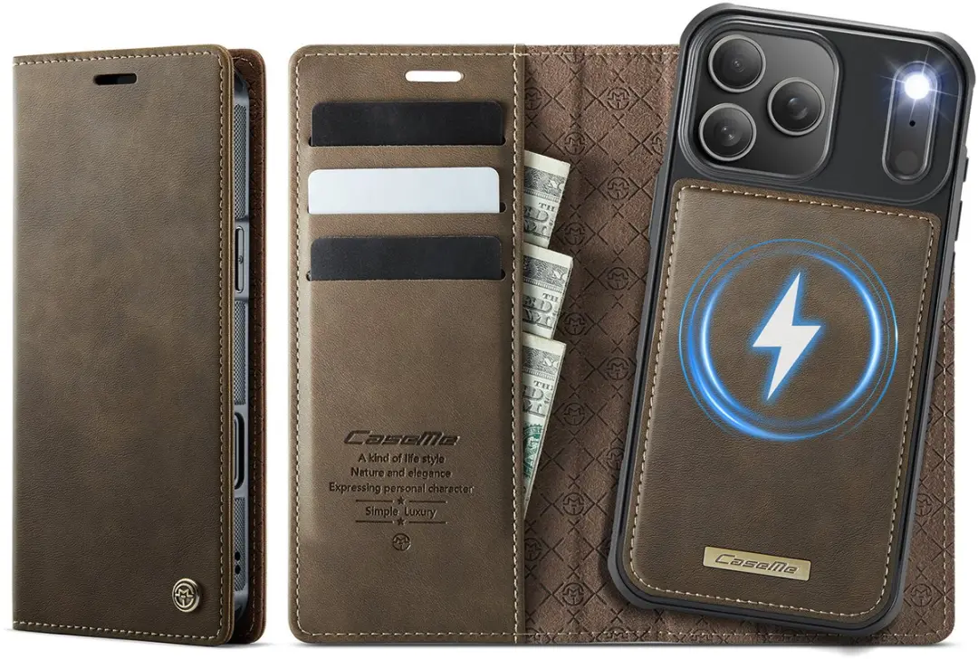 Caseme Telefoonhoesje iPhone 17 Pro - 3 Pasjes - Bruin