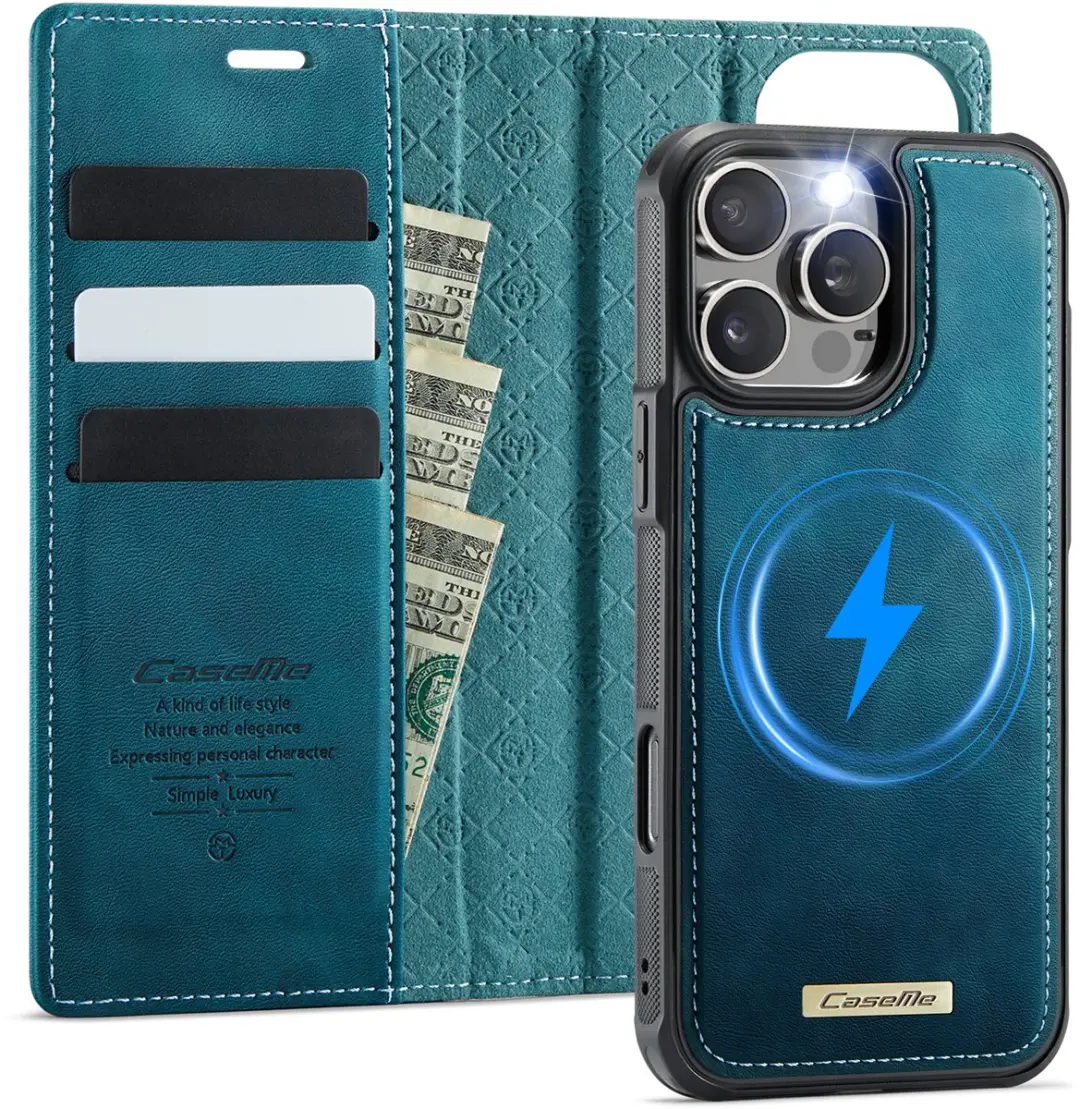 Caseme Telefoonhoesje iPhone 16 Pro Bookcase - 3 Pasjes - Blauw