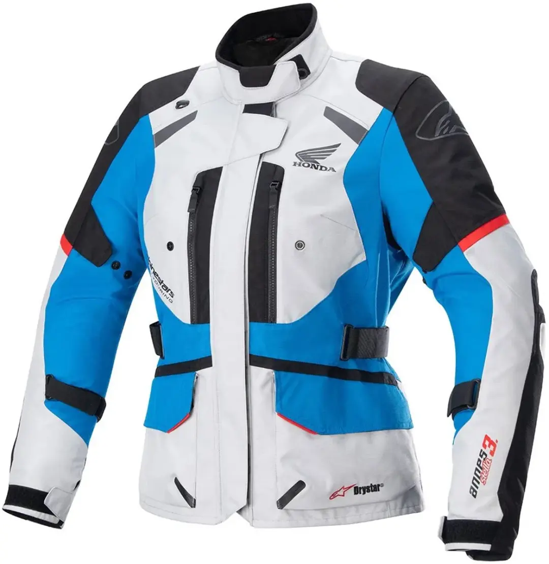 Alpinestars Honda Stella V3 Drystar Jas - IJsgrijs/Blauw Helderrood - Maat S
