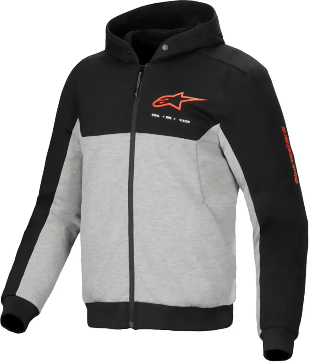 Alpinestars Chrome V2 Sport Hoodie - Zwart/Grijs Heather/Rood Fluorescerend - XL