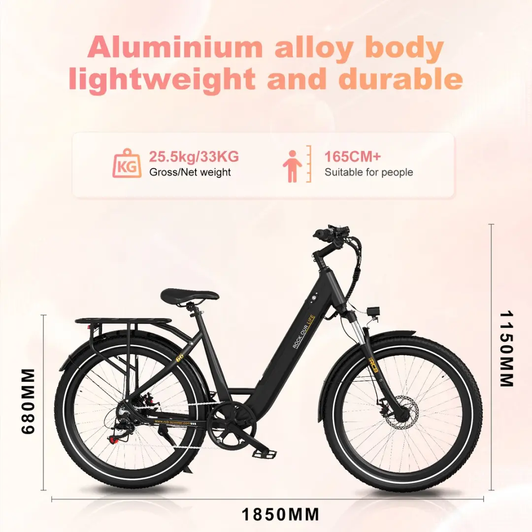 RCB 27.5" Trendy City Commuter EBike 250W - 7 Versnellingen - 468Wh Zwart