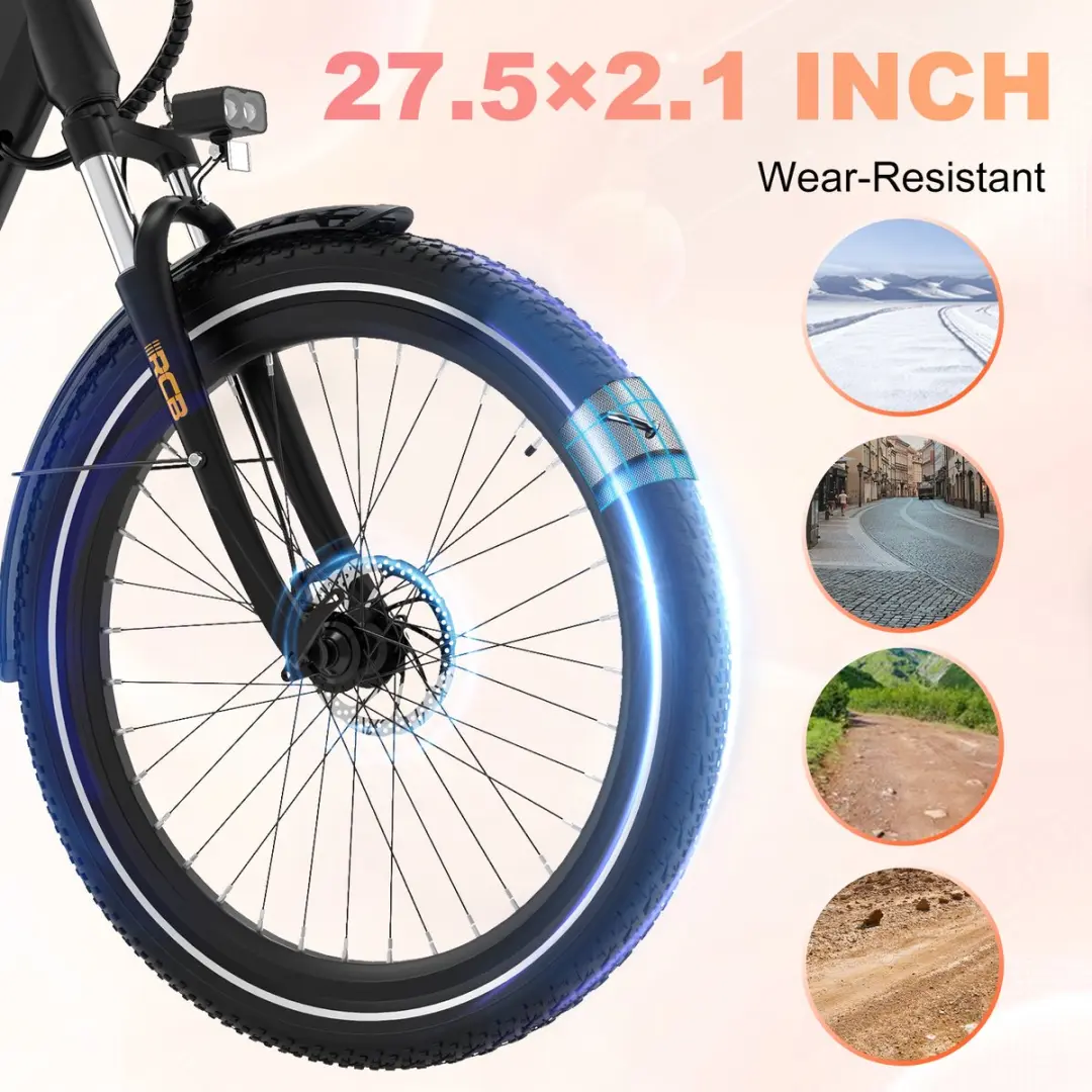 RCB 27.5" Trendy City Commuter EBike 250W - 7 Versnellingen - 468Wh Zwart - afbeelding 6 van 6