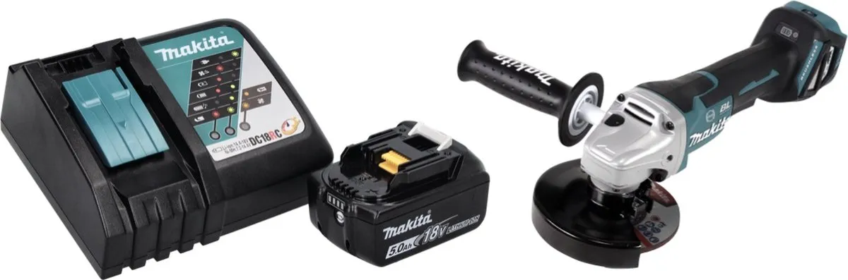 Makita DGA 517 RT1 Haakse Slijper 18V 125mm - 1x 5.0Ah Accu