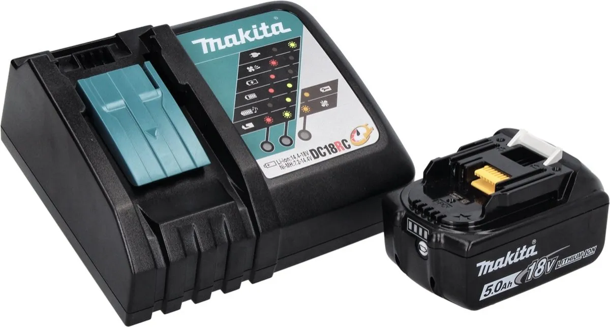 Makita DGA 517 RT1 Haakse Slijper 18V 125mm - 1x 5.0Ah Accu
