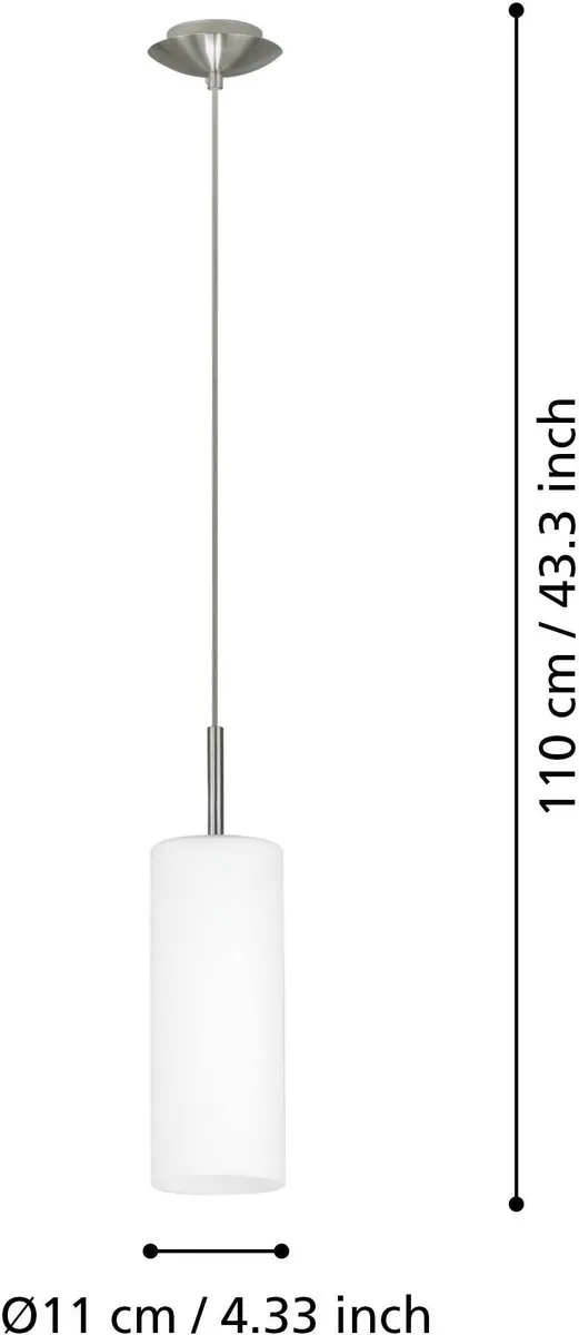Eglo Troy 3 Hanglamp - 1 Lichtpunt Ø105mm Nikkel-Mat Wit - afbeelding 6 van 6