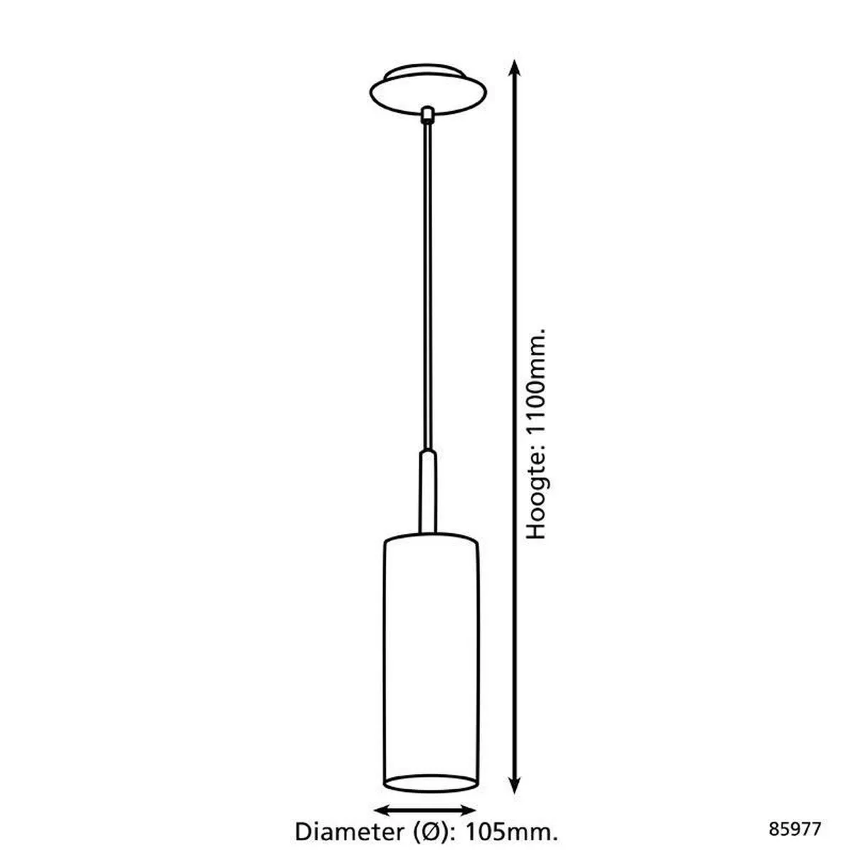 Eglo Troy 3 Hanglamp - 1 Lichtpunt Ø105mm Nikkel-Mat Wit