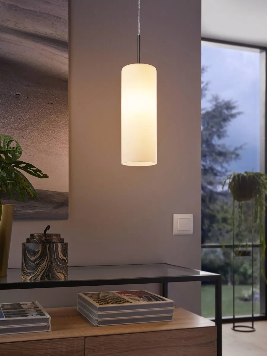 Eglo Troy 3 Hanglamp - 1 Lichtpunt Ø105mm Nikkel-Mat Wit