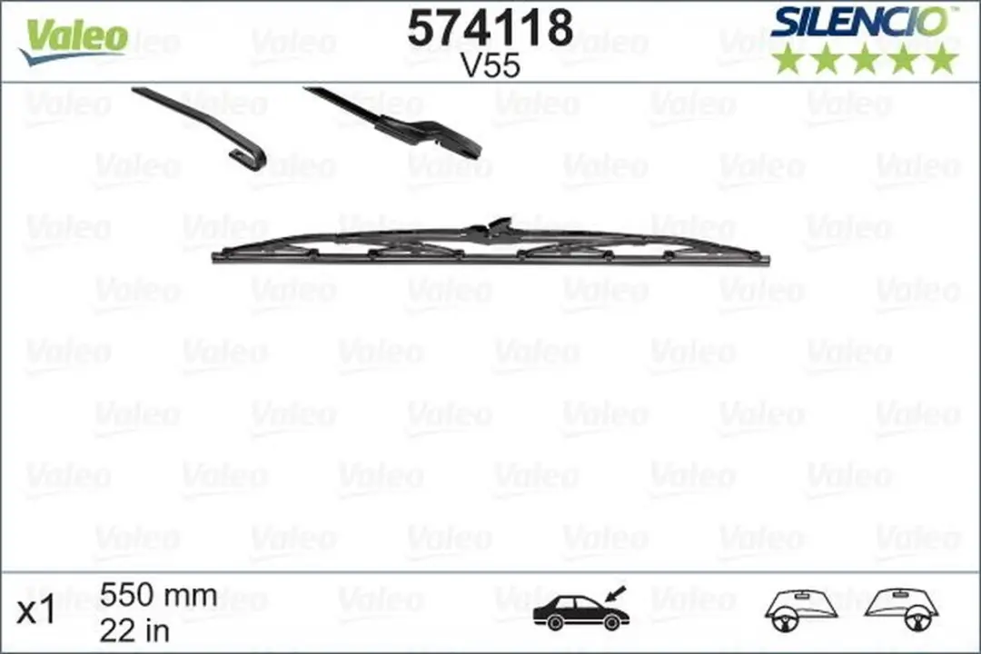 Valeo Ruitenwisser Silencio V55 55cm - Zwart