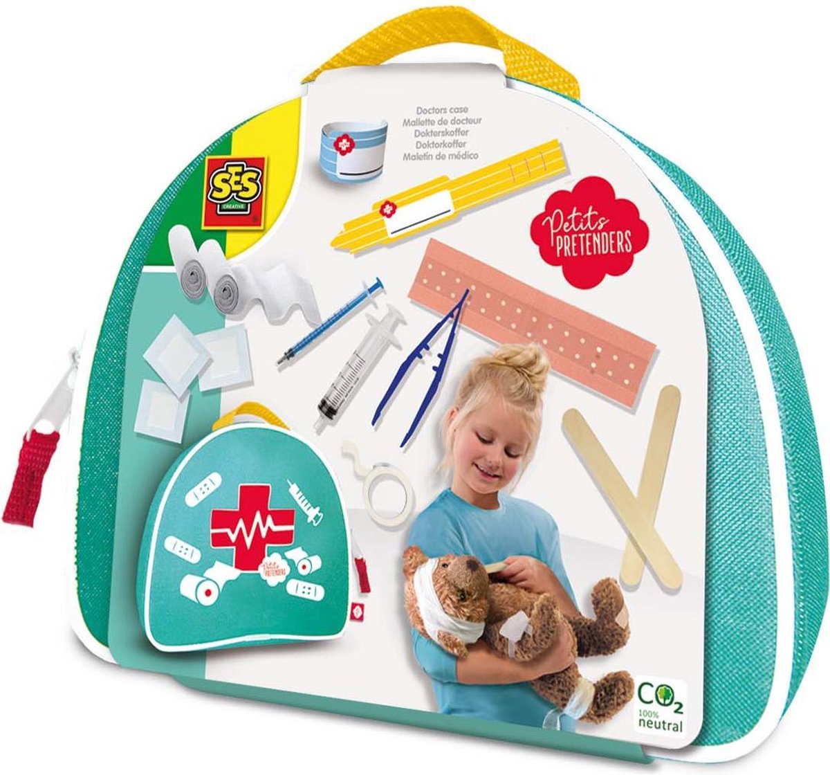 SES Creative - Petits Pretenders - Dokterskoffer - met spuitjes, gaas, verbandtape, pincet en spatels - rollenspel speelgoed vanaf 3 jaar