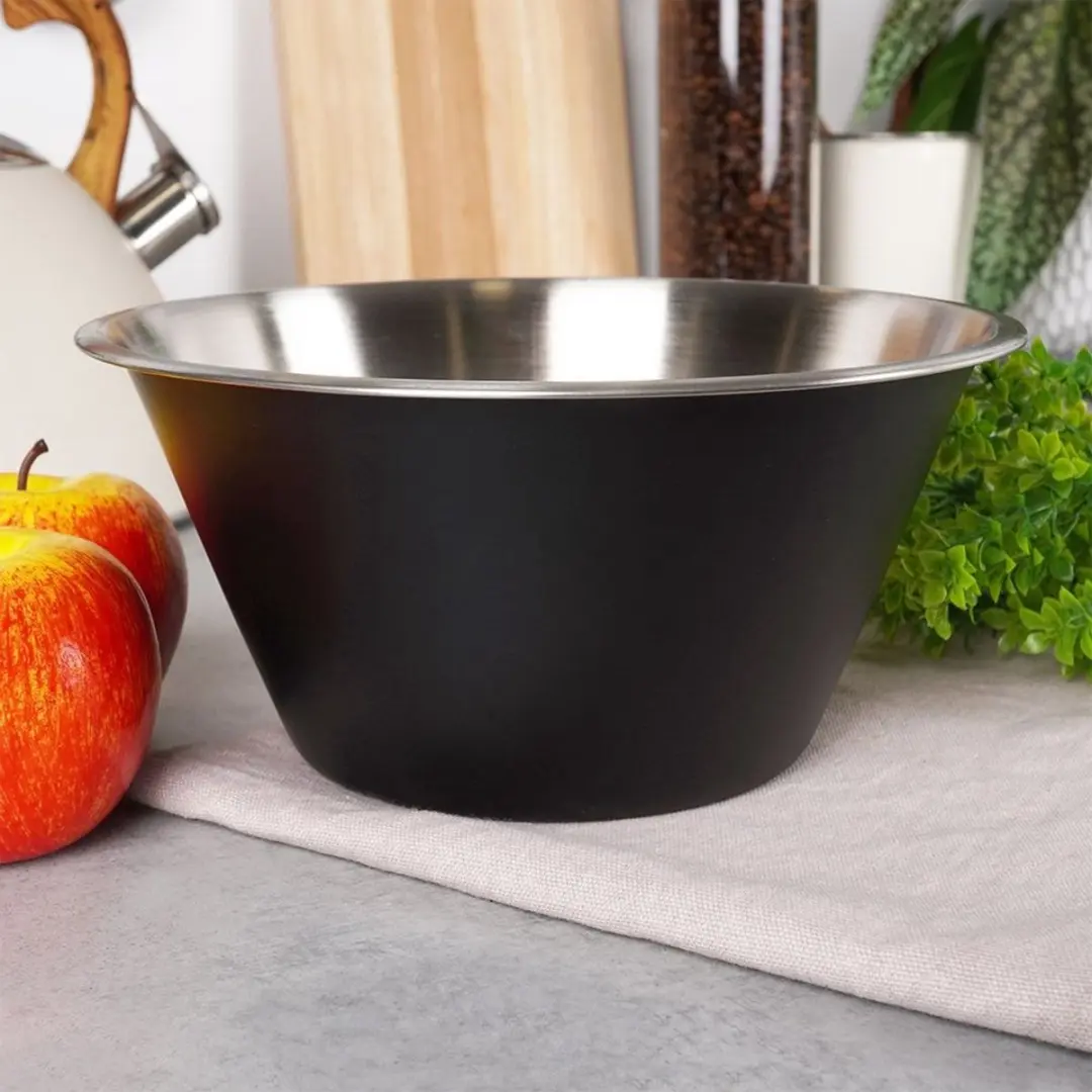 Metaltex Vilde Stalen Keukenkom 22cm - 2L - Zwart Mat