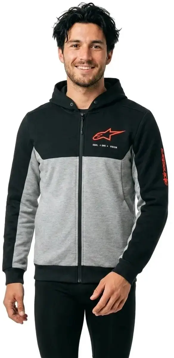 Alpinestars Chrome V2 Sport Hoodie - Zwart/Grijs Heather/Rood Fluorescerend - Maat L
