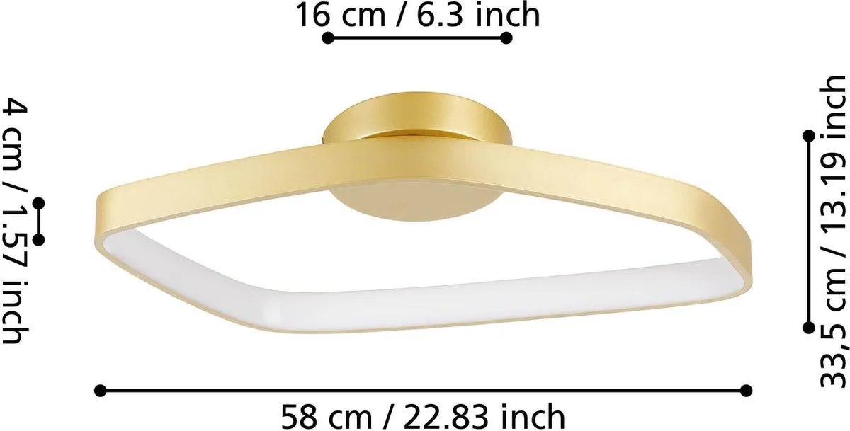 Eglo Vallerosa Plafondlamp 58cm - Goud/Wit - Dimbaar - afbeelding 6 van 6