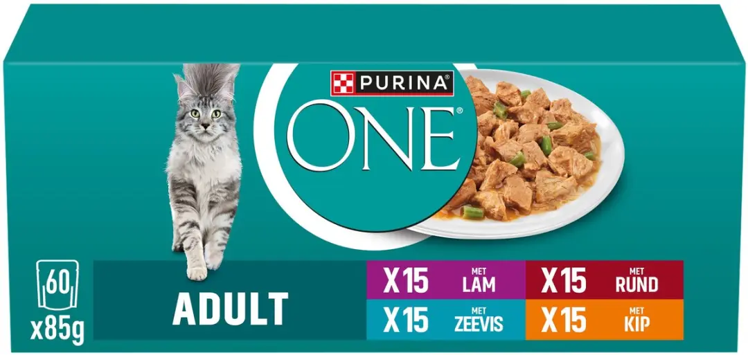 Purina ONE Adult Natvoer Kat Lam Rund Tonijn Zeevis