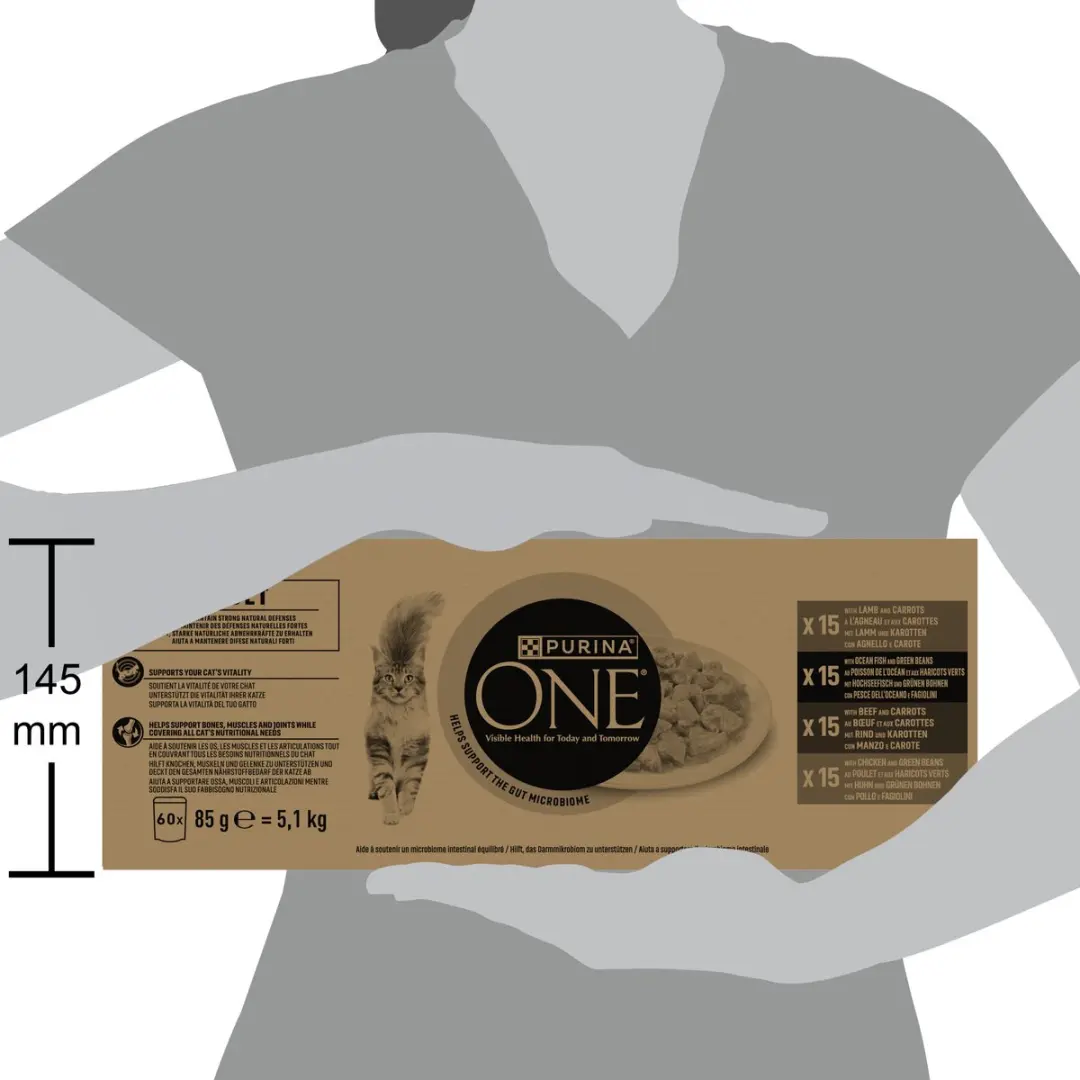 Purina ONE Adult Natvoer Kat Lam Rund Tonijn Zeevis - 60x85g