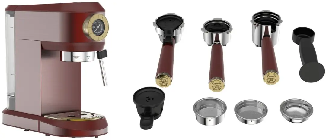 Kaiser KA 2005 RotEm Empire Espressomachine - 19 bar - Brons/Rood