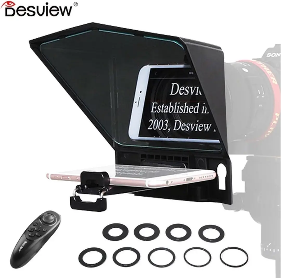 DESVIEW T3 Teleprompter Smartphone/Tablet - Videografie - 82mm - Zwart