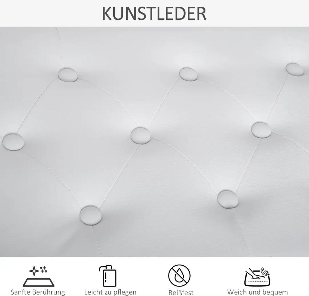 Homcom Klavierhocker Gummihout Kunstleder - 76x36x50cm Wit