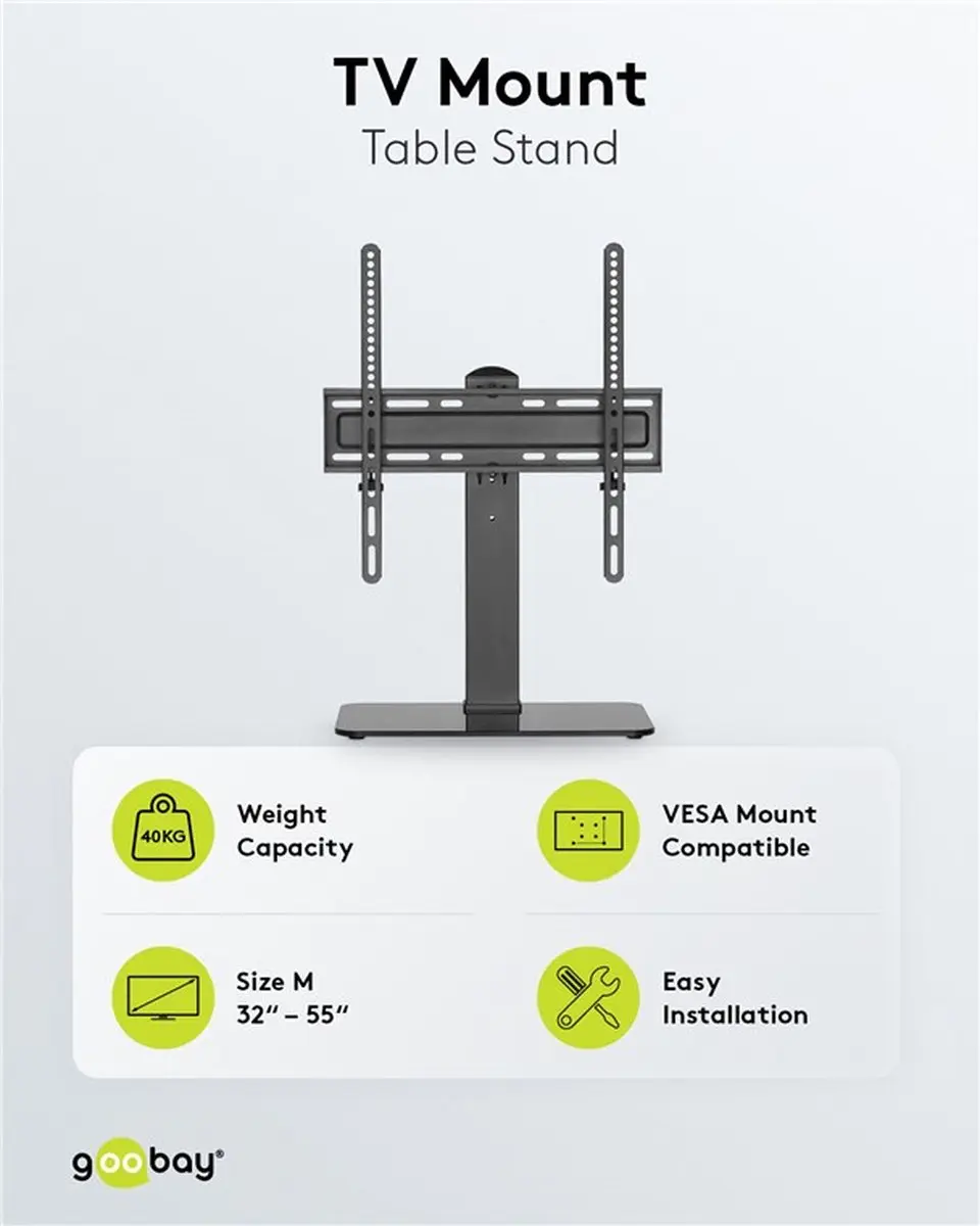 Goobay Tafelstandaard 32-70 inch - 40kg - Zwart