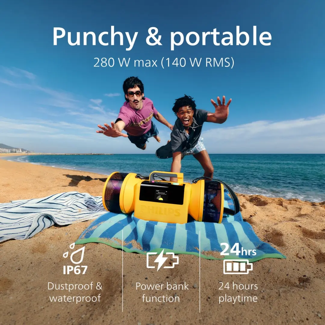 Philips The Tube TAMS80Y/00 Bluetooth Speaker - 280W - Geel