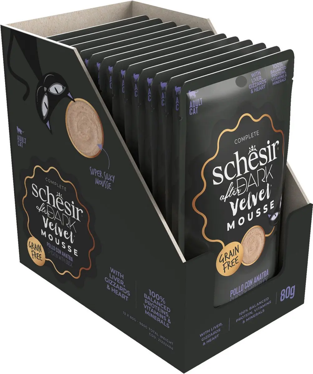 Schesir After Dark Velvet Kattenvoer 80g - Kip & Eend