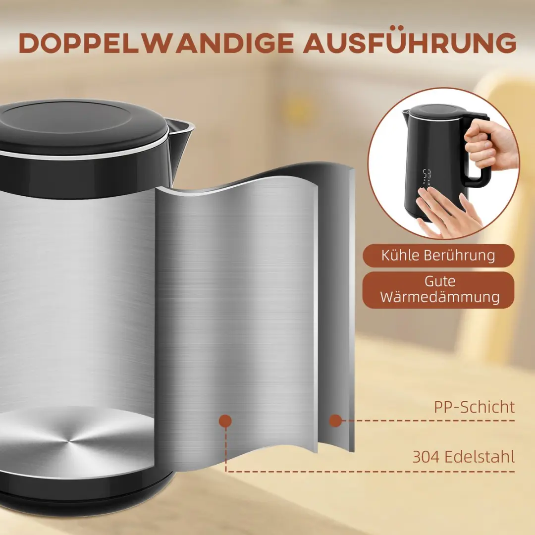 Homcom Wasserkocher-Toaster Set - 1850W - 7 Programma's - Zwart - afbeelding 6 van 6