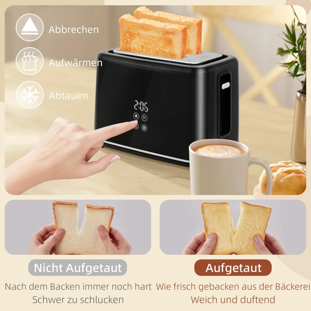 Homcom Wasserkocher-Toaster Set - 1850W - 7 Programma's - Zwart