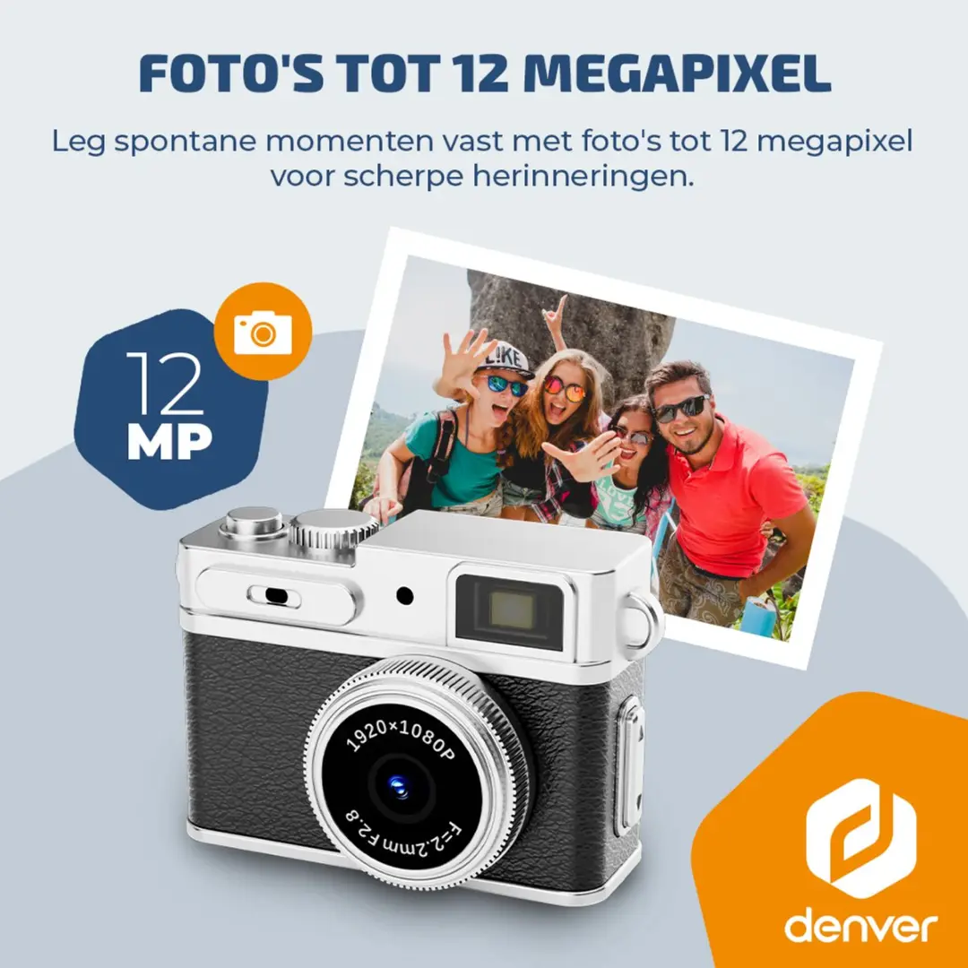 Denver DMC-1203B Compactcamera 12MP - Zwart/Zilver - afbeelding 6 van 6