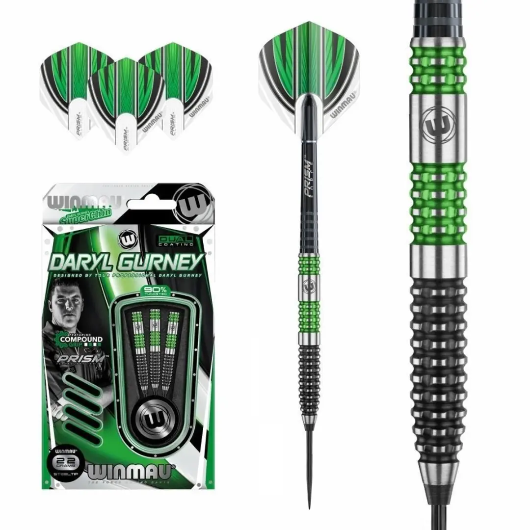Winmau Daryl Gurney 90% Special Edition Dartpijlen - 3 Stuks - Groen/Zwart