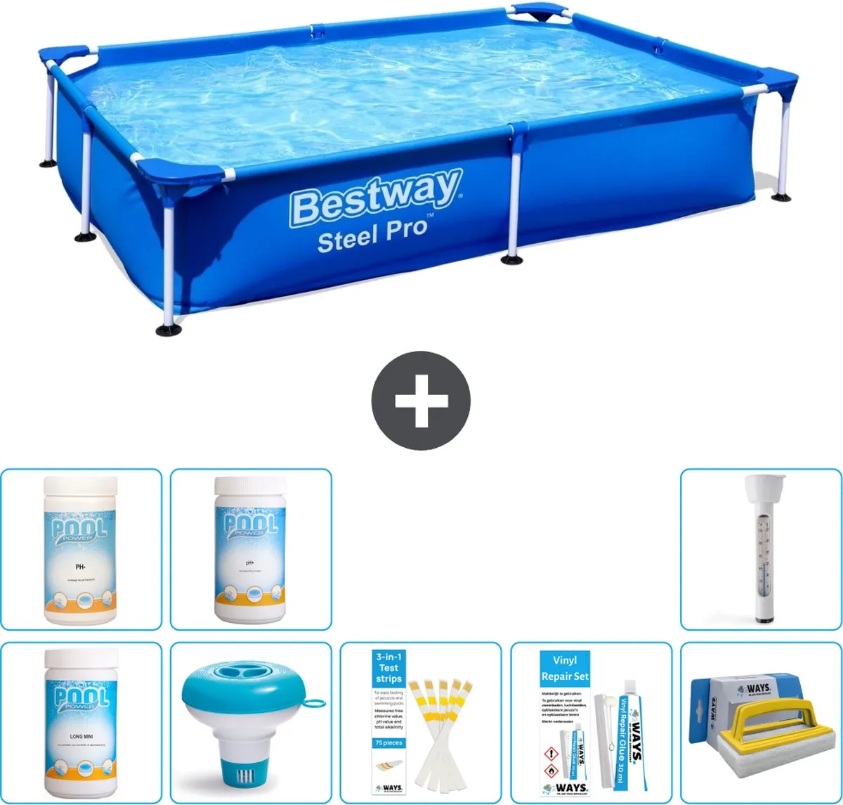 Bestway Steel Pro Zwembad 221x150cm Blauw