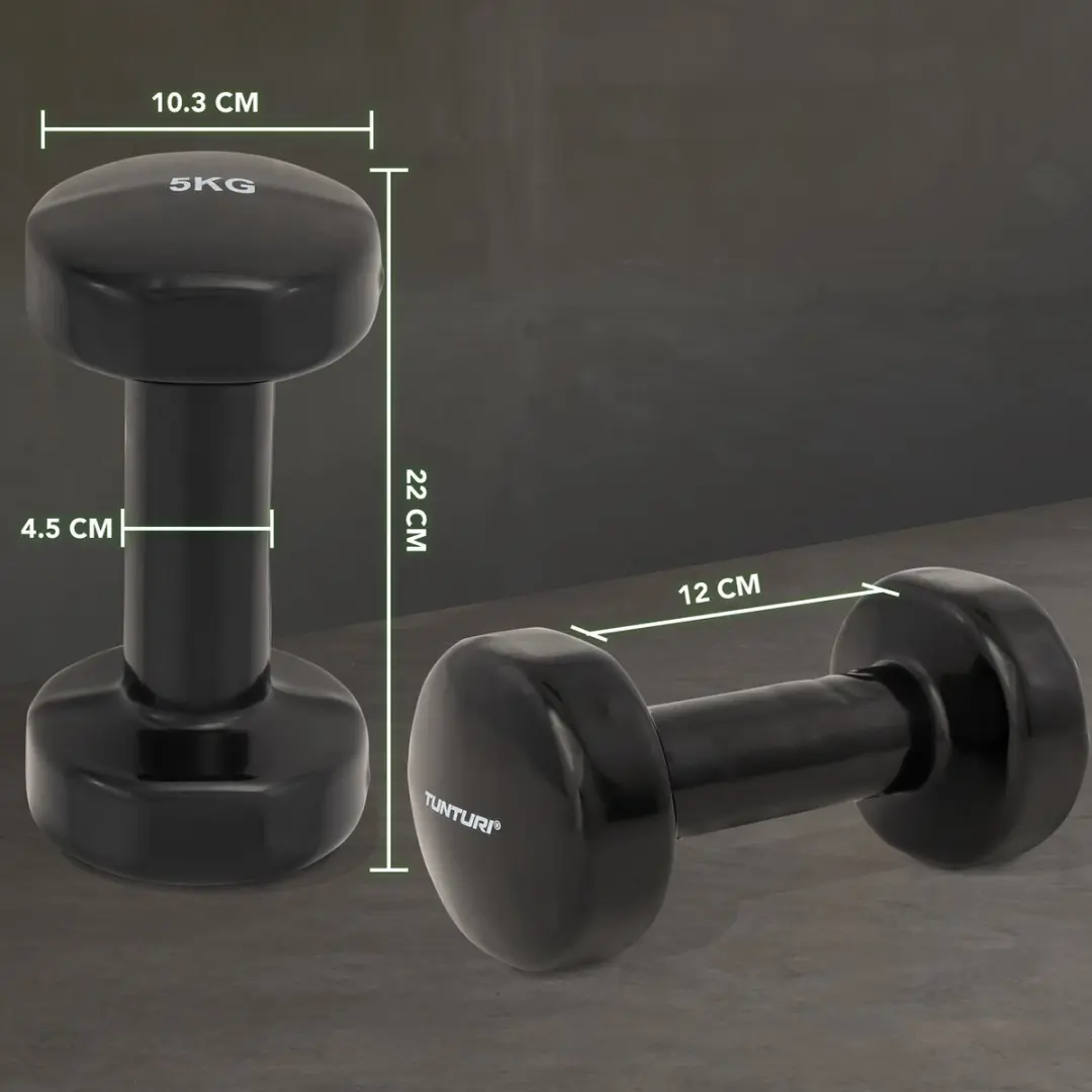 Tunturi Dumbbellset 2x5kg - Zwart